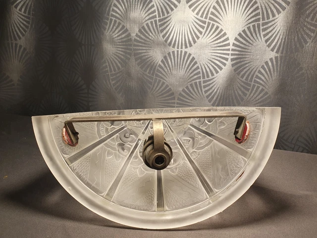 ancienne applique murale lampe art déco HETTIER & VINCENT vasque en verre lustre 15