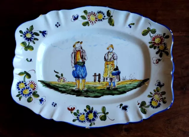 Tres Beau Plat En Faience De Saint Clement Non Signe Fin Xixeme/Debut Xxeme