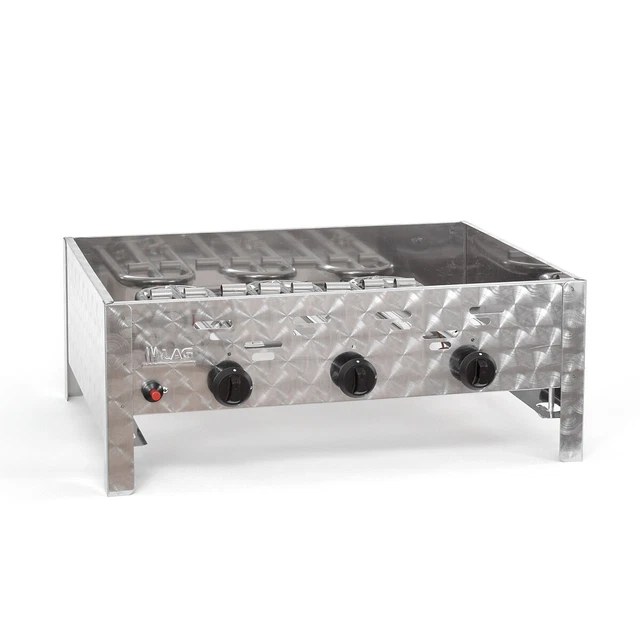 Edelstahl-Brenner 3-flammig 11kW Gasgrill Gasbräter Gas Grill Gastro Neu R3 2