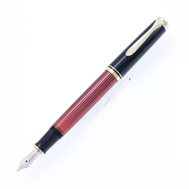 Pelikan Souveran M400 Black & Red Stripe 14C Fountain Pen F Nib Used