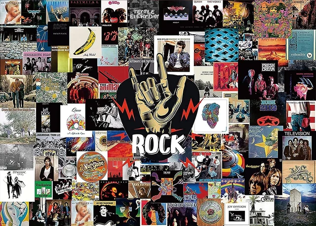 Greatest Rock Albums Puzzle 1000 Piece for Adults, Rock Band Jigsaw Puzzle, Memo
