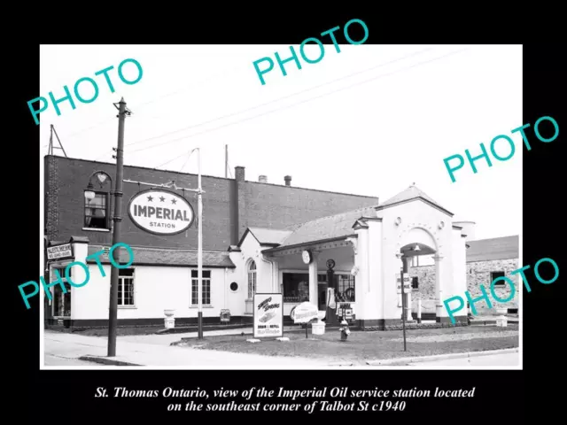 OLD LARGE HISTORIC PHOTO OF St THOMAS ONTARIO THE IMPERIAL OIL GAS STATION 1940