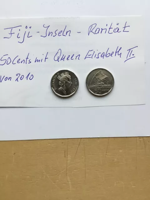 Münze 1 x 50 Cent von Fidschi -  Fiji Insel, Queen Elisabeth II.