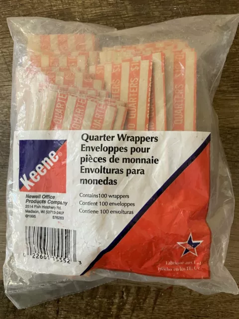 Set/100 Flat Paper $10 QUARTERS Wrappers 3