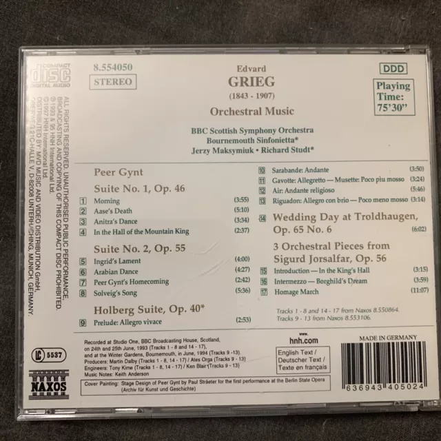 Grieg: Peer Gynt; Holberg Suite; Sigurd Jorsalfar; Wedding Day(b81/8)ukimpfreepo 2