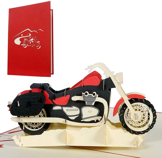 3D-Pop-Up Motorrad-Karte Route 66 Mit Bergen – Grußkarte Für Motorradfans, Handgemachtes Pop-Up