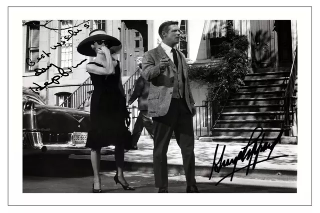 Audrey Hepburn George Peppard Signed Autograph Photo Print Breakfast At Tiffanys