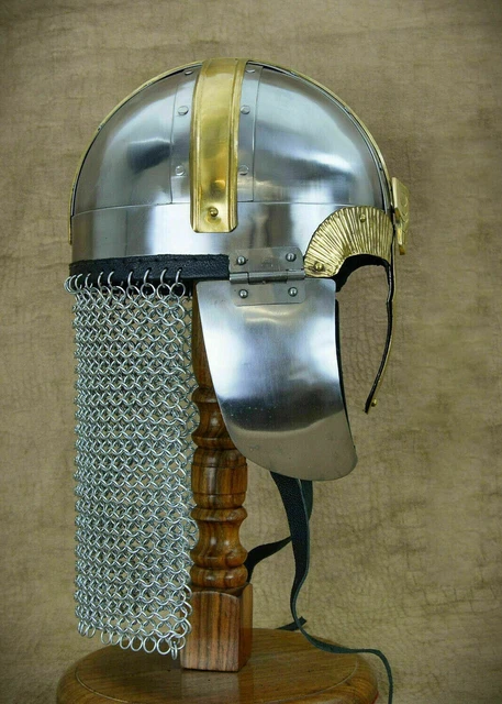 Medieval Hand-Forged Norman VIKING HELMET with Chainmail - norse - medieval -sca 2