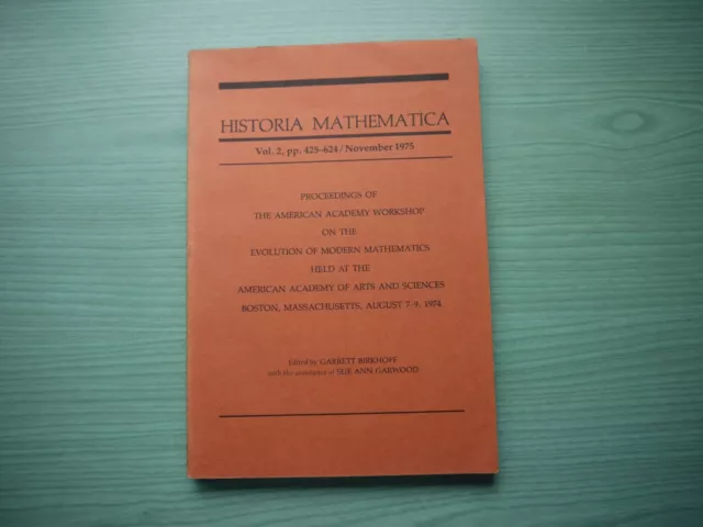 Historia Mathematica Vol.2 P/Back 1975 Edition