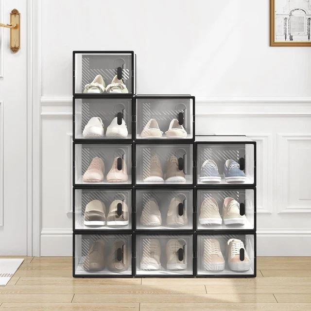 Scatole Portascarpe Trasparenti Impilabili WOLTU - Set 18, Coperchio Magnetico, 35x25x19 Cm, Salvaspazio