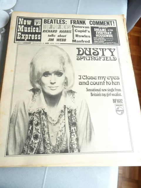 NME New Musical Express July 13th 1968 Dusty Springfield Beatles Richard Harris