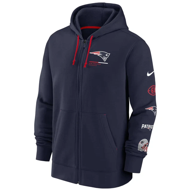 Men's New England Patriots Nike NFL Legacy Full Zip Hoodie Hoodie Blue