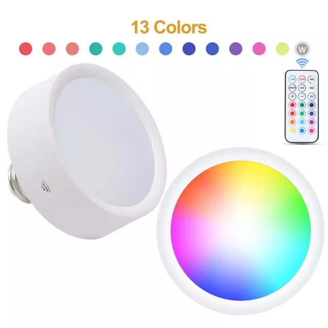 12 Colors RGB LED Puck Lights Battery Operated E26/27 Light Bulbs Light Fixtures