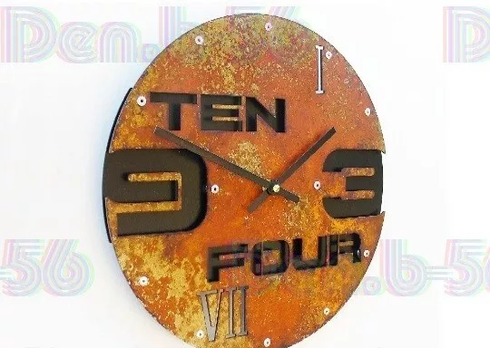 steampunk art decoration retro old rust rectangular simple large wall clock