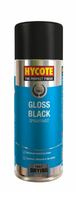Hycote Black Gloss Spray Paint 400ml Multipurpose DIY for Auto Car Metal Plastic