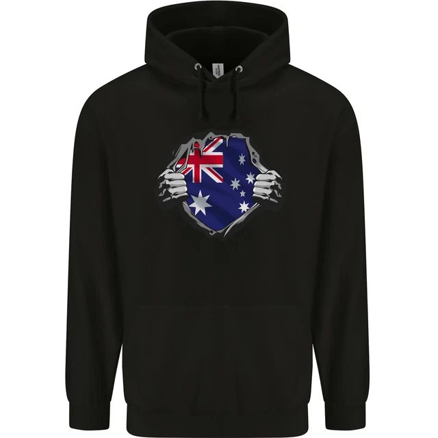 Bandiera Australiana Strappato Giorno Palestra Bambini Felpa con Cappuccio