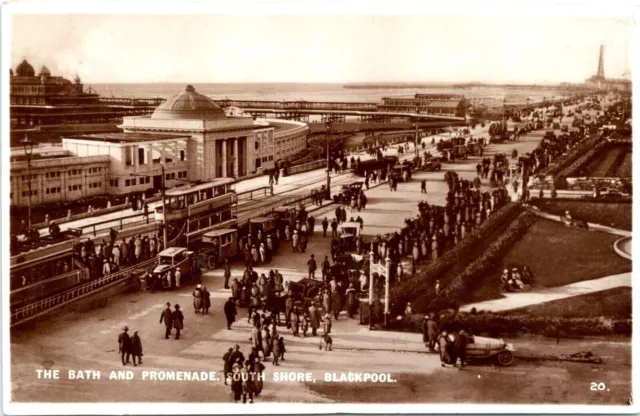 The Bath Promenade South Shore Blackpool Lancashire 1935 Rp Real Photo Postcard