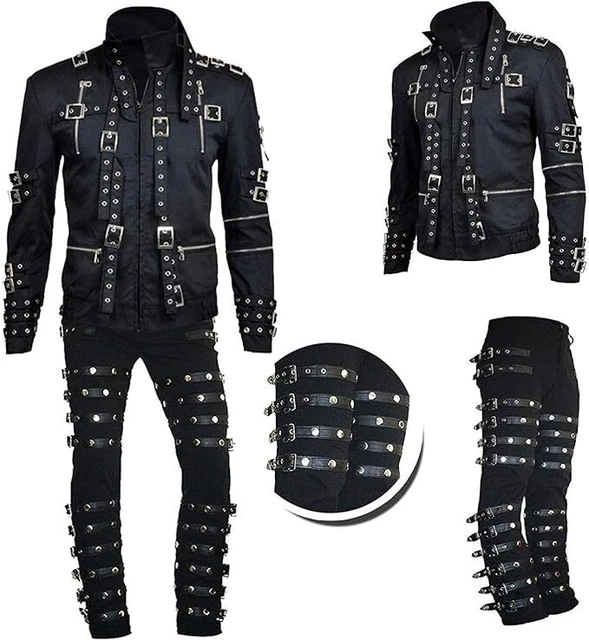 LP-Facon Michael MJ King Of Pop Jackson Vintage Bad Concert Costume Black Cotton Pants