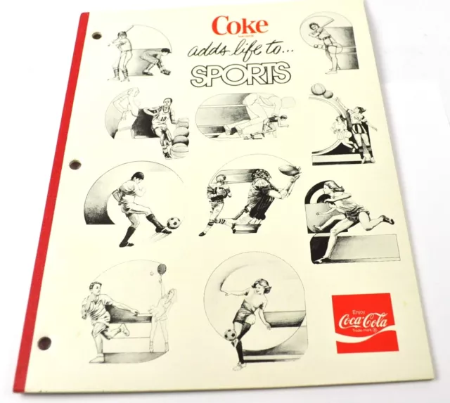 Coca-Cola Coke USA 1970'er Notizblock - Coke adds life to... Sports