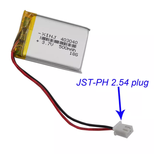 3.7V 500mAh JST 2.54 piug 403040 Polymer Li battery  with For Mp4 GPS Tablet PC