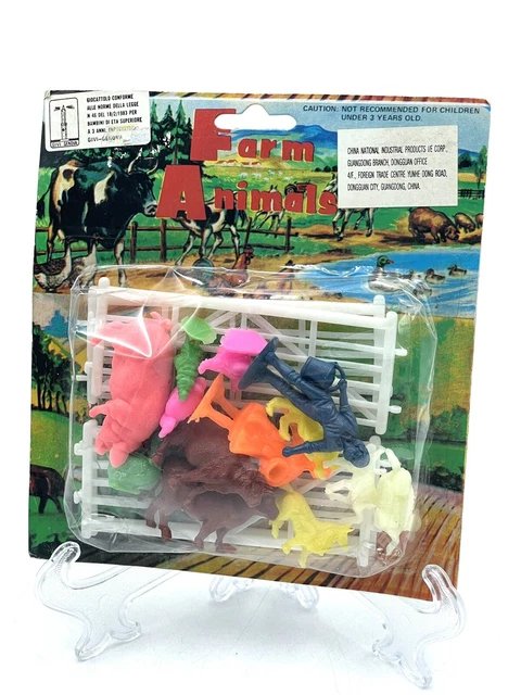 Farm Plastic Collection VINTAGE PLASTIC FARM Animals Job Lot Collection Hong Kong 70s Sealed#GV ...