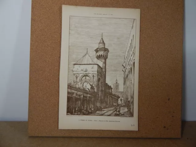 Antique Architects print A street In Tunis The Builder 1885