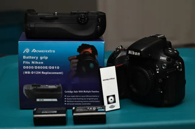 Nikon D800 36.3 MP Digital SLR Camera - Black (Body Only) with battery grip plus