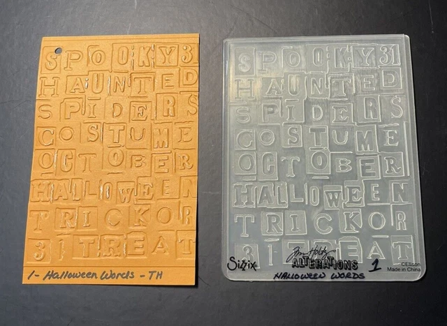 Carpeta En Relieve Tim Holtz/Sizzix - ""Palabra De Halloween"" - Halloween - Retirado - Difícil De Encontrar
