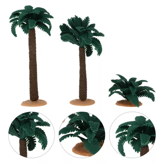 3 piezas de plástico modelo de árbol de coco modelado de decoraciones de cactus