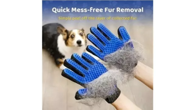 Grooming Dog Brush Gloves Pet Cat Pair Hair Fur Remover Mitt Massage Deshedding