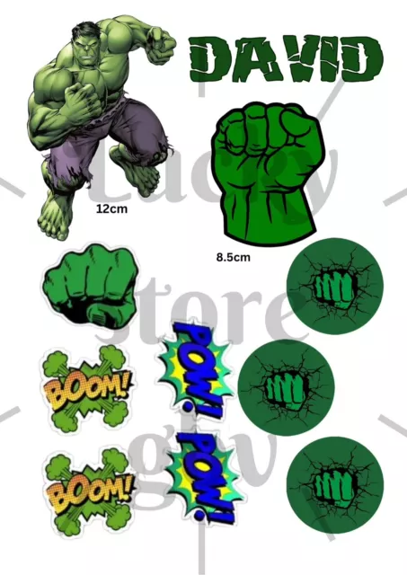 HULK  PERSONALISED NAME  edible Cake  toppers A4 Icing Sheet