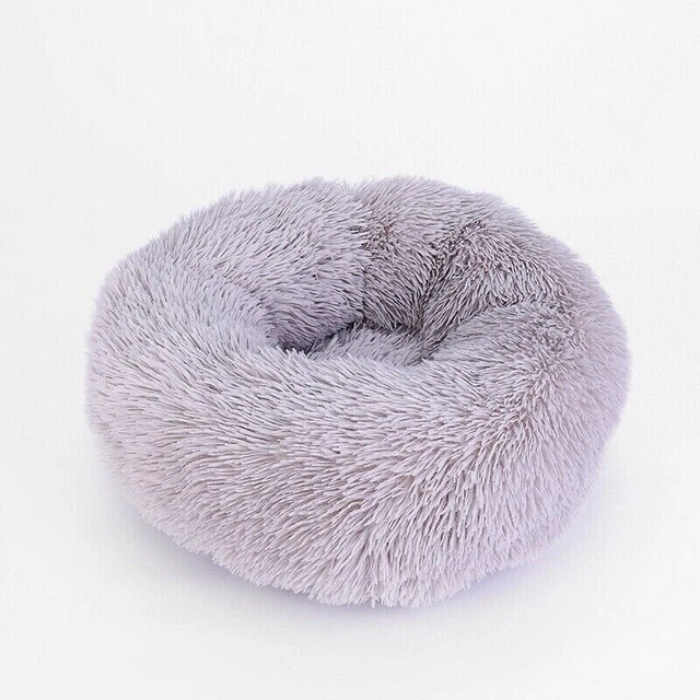 New Calming Beds Pet Cats Dogs Warm Fluffy Comfy Shag Bed Pad Fur Mattress Donut