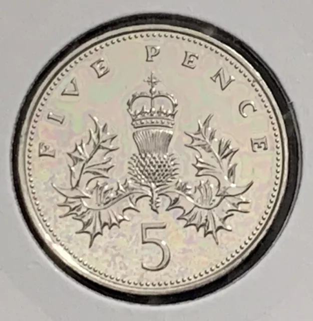 1989 Large 5p Five Pence thistle Brilliant Uncirculated Coin UK BUNC UNC GB