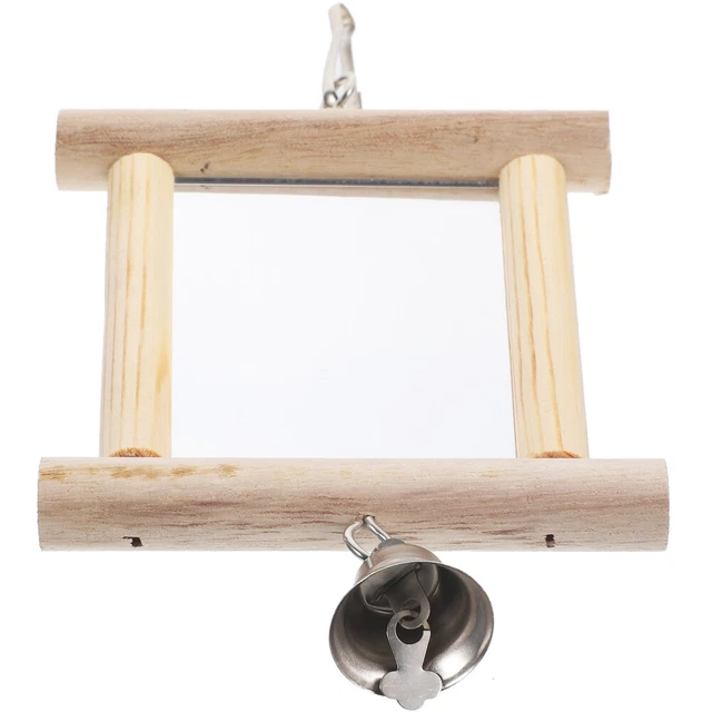 Parrot Mirror Toy Chicken Mirror Bell Bird Mirror Rope The Swing