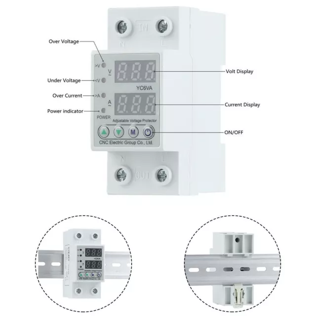 Ménage din Rail Numérique Double Écran D'Affichage Surintensité Protection Neuf