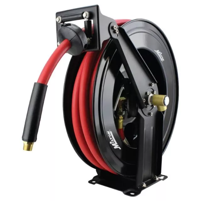 Milton® Steel Dual Arm Auto-Retractable Hose Reel, 1/2" x 50', 300 Max PSI