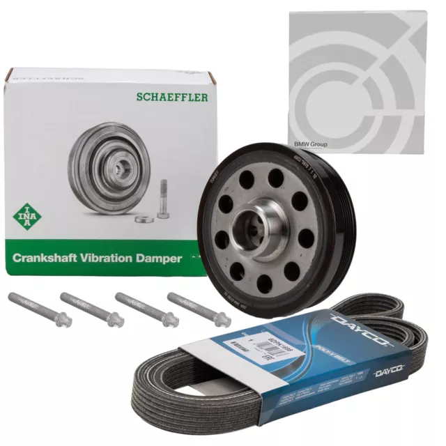 DAYCO Keilrippenriemen + INA Riemenscheibe + Schrauben für BMW E81-88 E90-93 N47