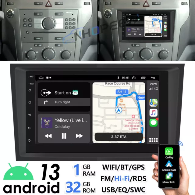 Android13 Car Stereo GPS SatNav WiFi CarPlay For Vauxhall Astra H Zafira Corsa D