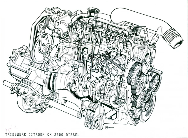TECHNICAL DRAWING OF 1974 Citroen CX diesel engine - Vintage Photograph ...