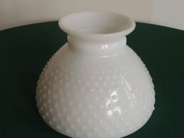 Vintage Crystal White Milk Glass Hobnail Student 8" Lamp Shade GWTW Hurricane
