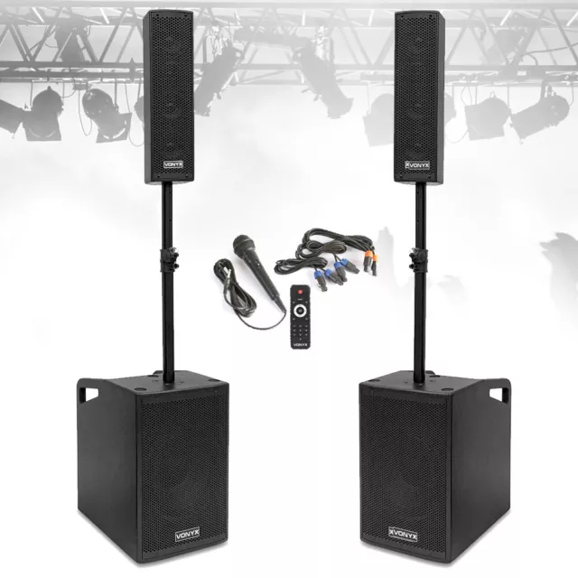 VX-1050 Active PA Speaker System, Subwoofers & Microphone Powerful DJ Disco Set