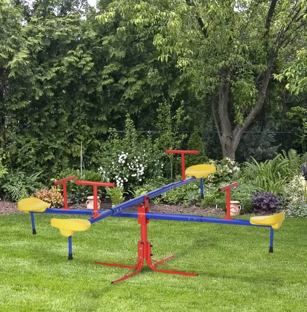 Metal Seesaw for Kids Outdoor Teeter Totter 4 Seat Backyard Playground Equipment