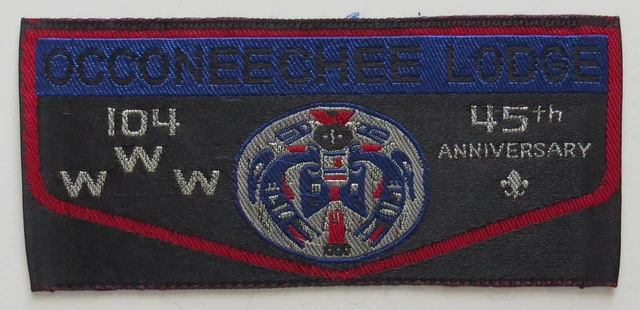 Occoneechee Lodge 104 Occoneechee NC 45th Anniv Woven Flap SMY Bdr (E8427)