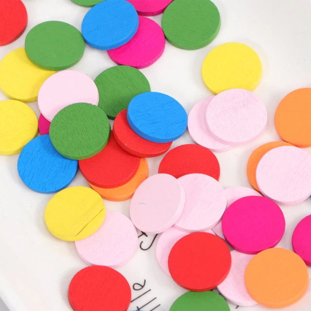 100 piezas Juguetes de bambú para niños Niños Hágalo usted mismo Discos redondos de madera Adornos