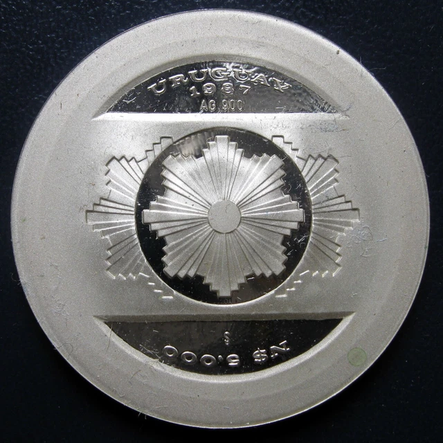 URUGUAY - 5000 NUEVOS PESOS 1987 PROOF KM# 91, 20th ANNIVERSARY OF CENTRAL BANK