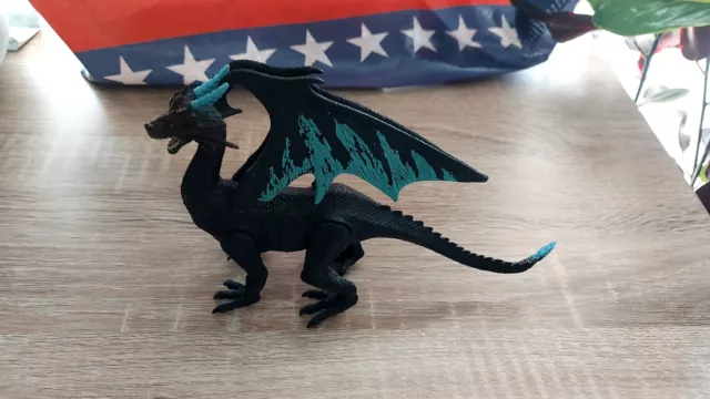 Kid Galaxy Detailed Fantasy Medieval DRAGON Blue And Black Figure PVC Toy