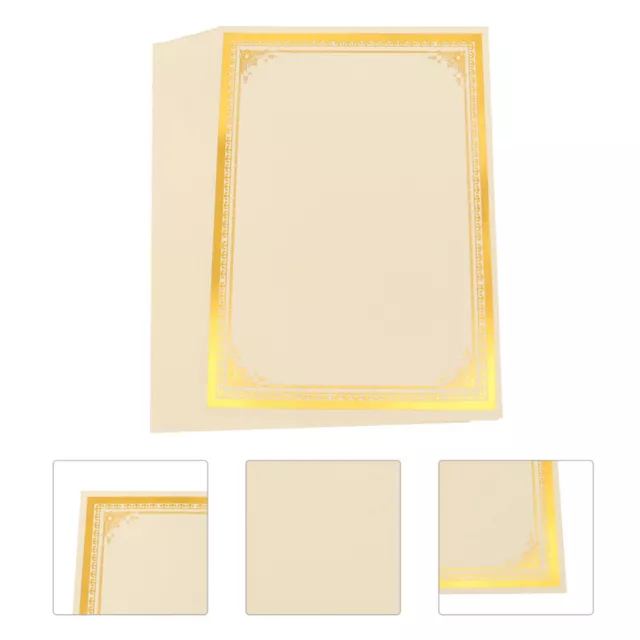 8 Sheets of Blank Certificate Paper with Gold Foil Border - A4 Size