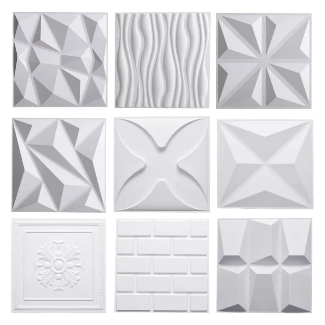 12pc 3D Embossed Tile Wall Panel TV Backdrop Wall Ceiling Wallpaper PVC Cladding