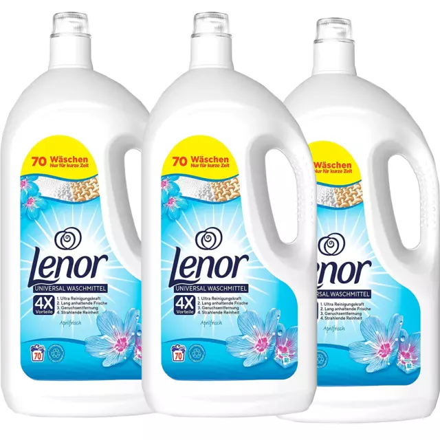 Lenor Universel Lessive Liquide Fraîcheur D'Avril, 70 Charges de Lavage,3 X