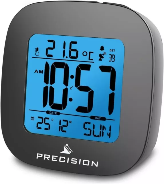 Precision Radio Controlled Digital LCD Alarm Clock - Black AP054 2